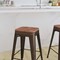 Merrick Lane Brooklyn 24 Inch Tall Stackable Metal Bar Counter Stool With Textured Elm Wood Seat In Set Of 4
